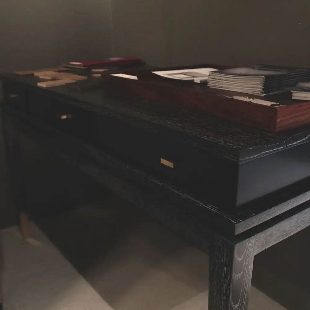 Hotel bedrooms - Anna Console in Black Limed Oak and Polished Brass - DUISTT