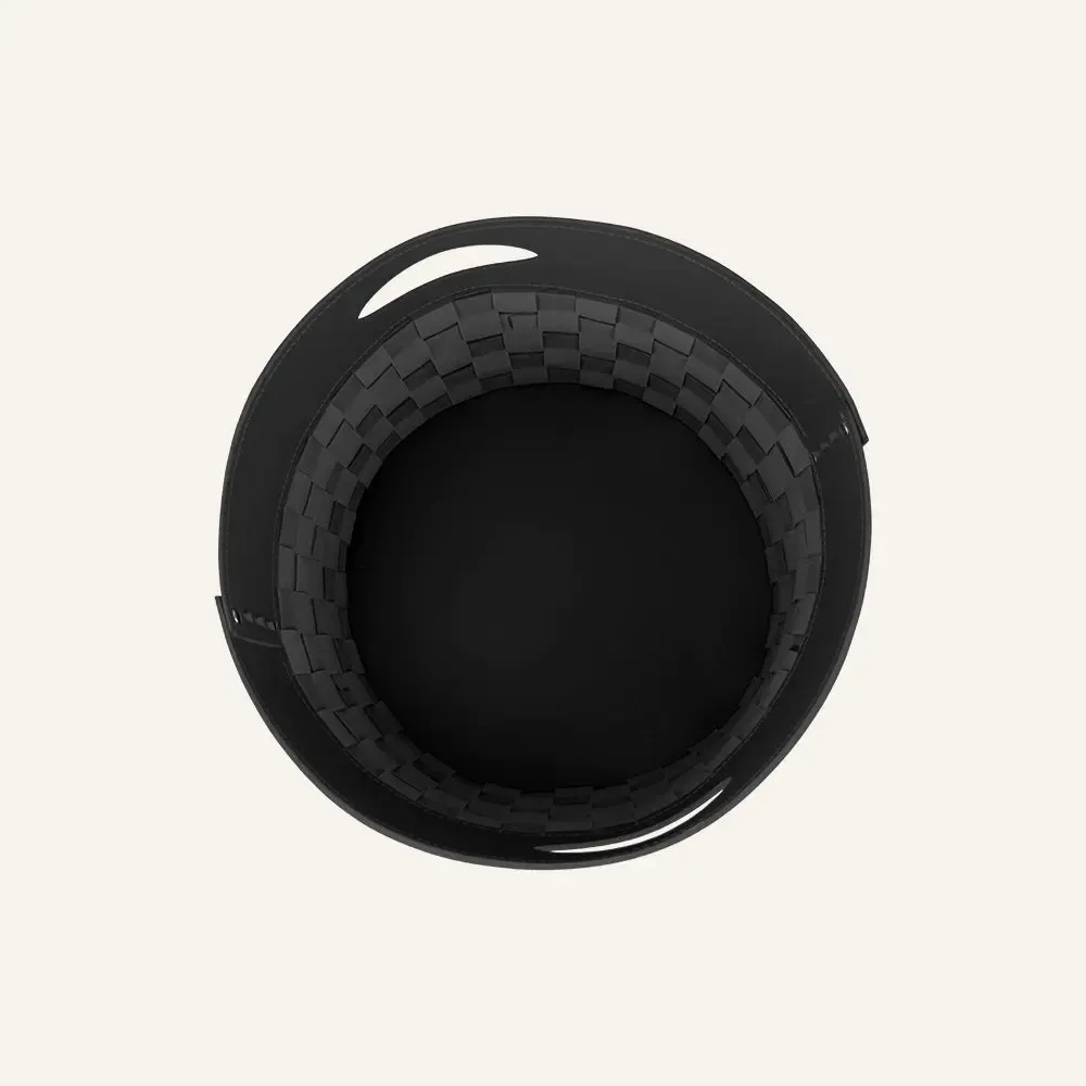 Boîtes de rangement  - Panier de rangement en cuir tressé THESA - ronde - LIMAC DESIGN
