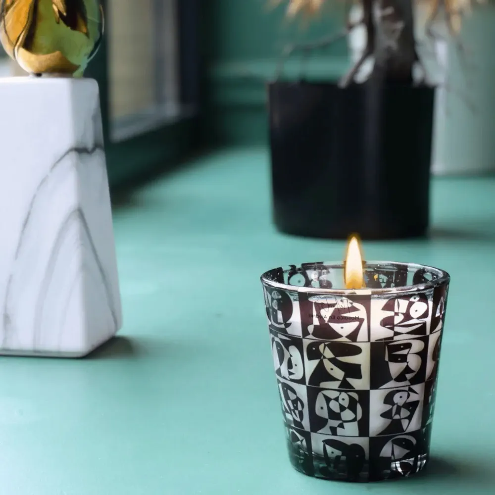 Candles - Mosaico En Ajedrez (Leather-Musk-Amber) - Scented Glass Candle - 7.5cm - ARTITUDE HOME