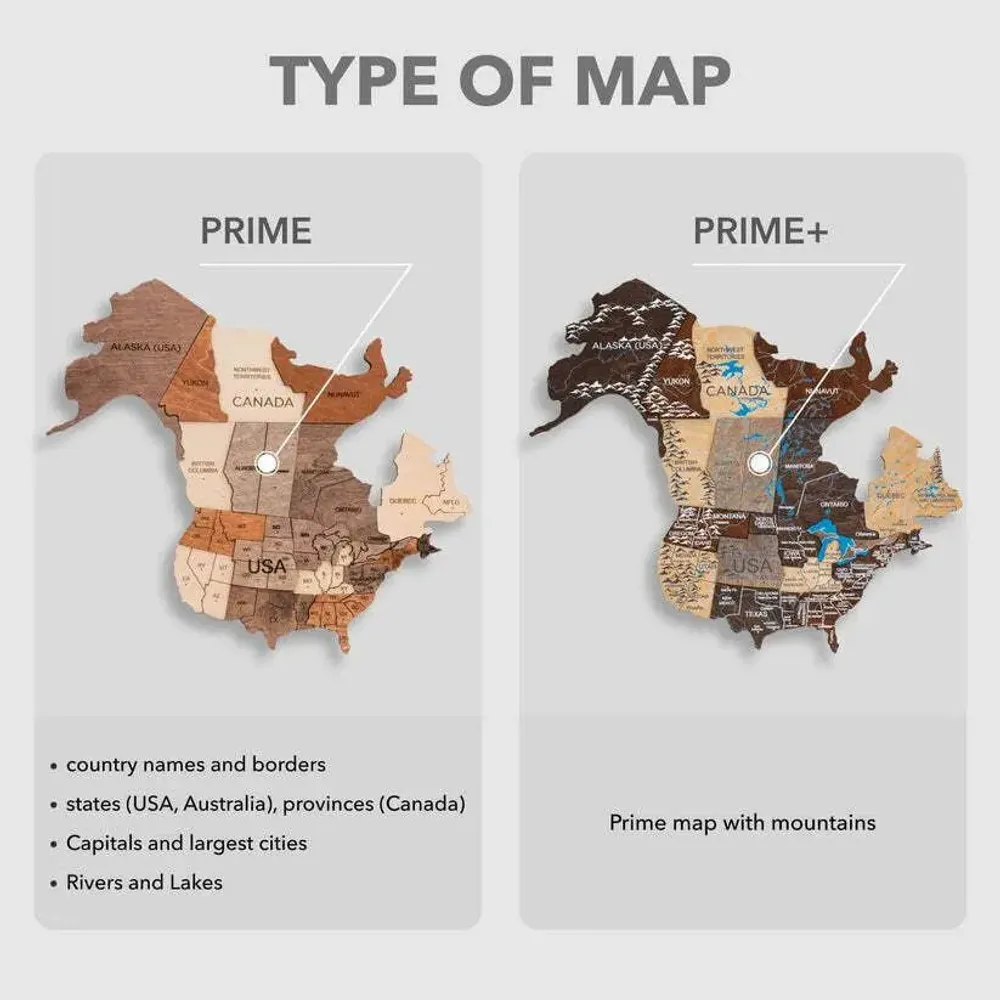 Other wall decoration - 3D LED Wooden World Map 2.0 (with acrylic background) Prime Light 3XL - ENJOY THE WOOD