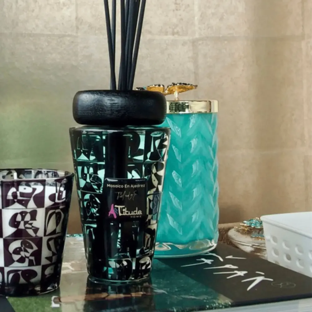 Scent diffusers - Mosaico En Ajedrez (Leather-Musk-Amber) - Scented Glass Diffuser - 200ml - ARTITUDE HOME
