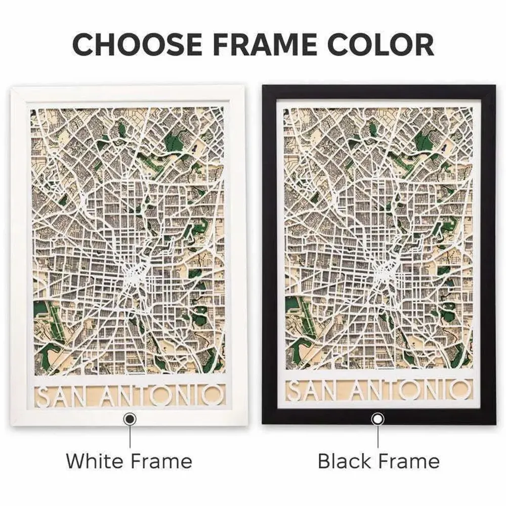 Other wall decoration - 3D City Map 3.0 San Antonio L White Frame - ENJOY THE WOOD