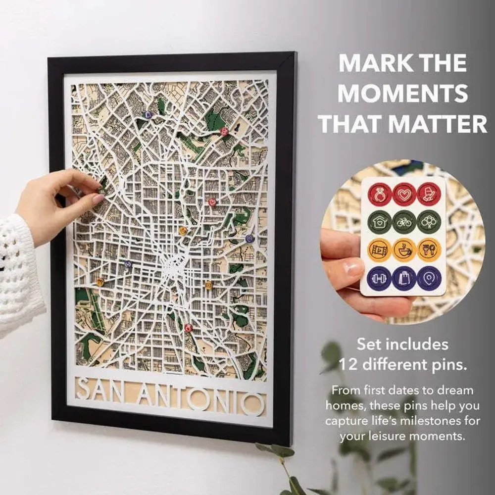 Other wall decoration - 3D City Map 3.0 San Antonio L White Frame - ENJOY THE WOOD