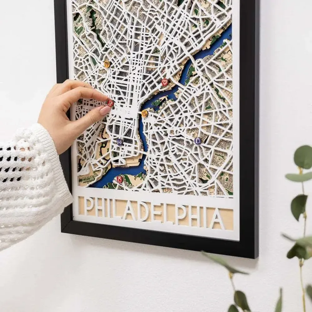 Other wall decoration - 3D City Map 3.0 Philadelphia M Black Frame - ENJOY THE WOOD