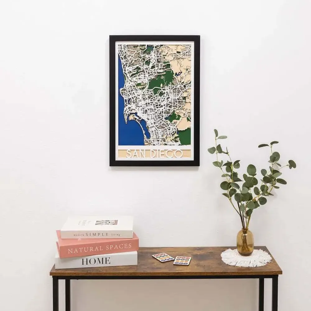 Other wall decoration - 3D City Map 3.0 San Diego L Black Frame - ENJOY THE WOOD