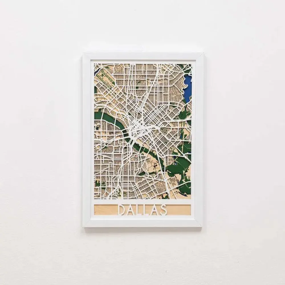 Other wall decoration - 3D City Map 3.0 Dallas M Black Frame - ENJOY THE WOOD
