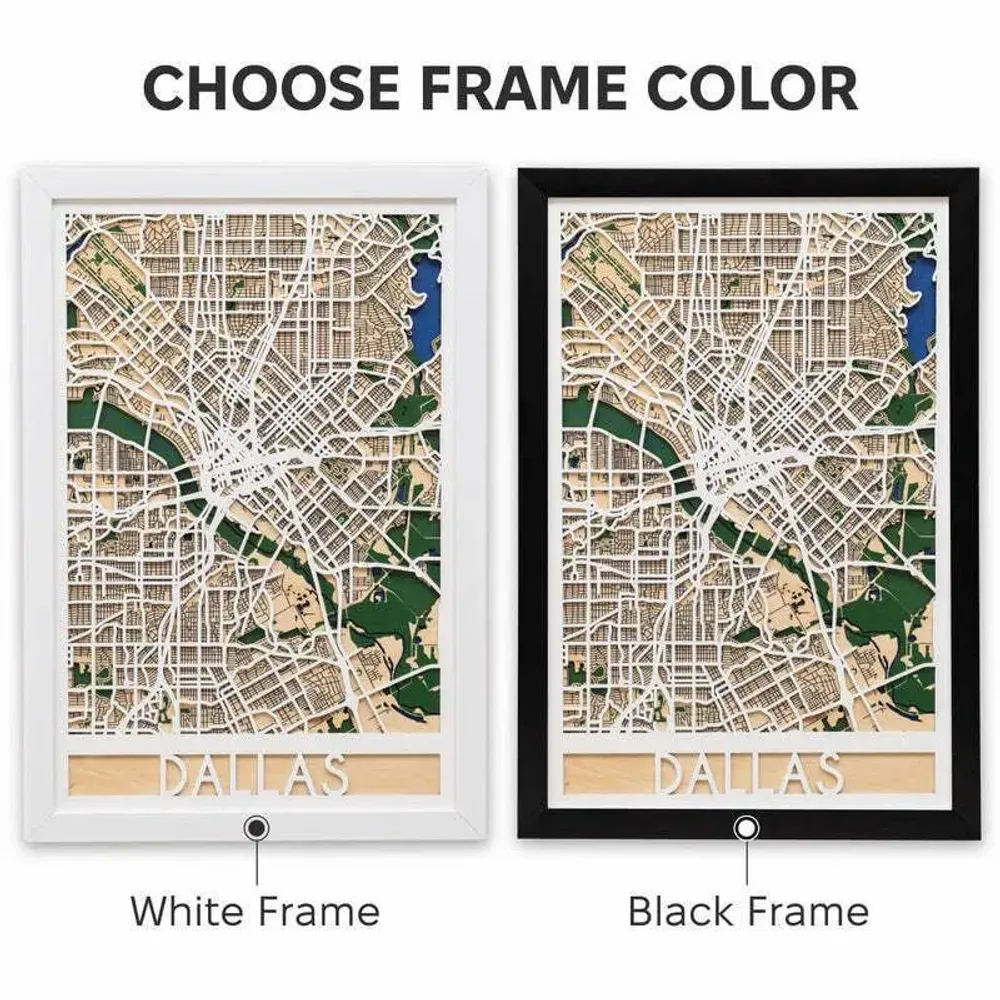 Other wall decoration - 3D City Map 3.0 Dallas M Black Frame - ENJOY THE WOOD