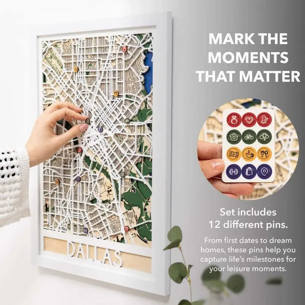 Other wall decoration - 3D City Map 3.0 Dallas M Black Frame - ENJOY THE WOOD