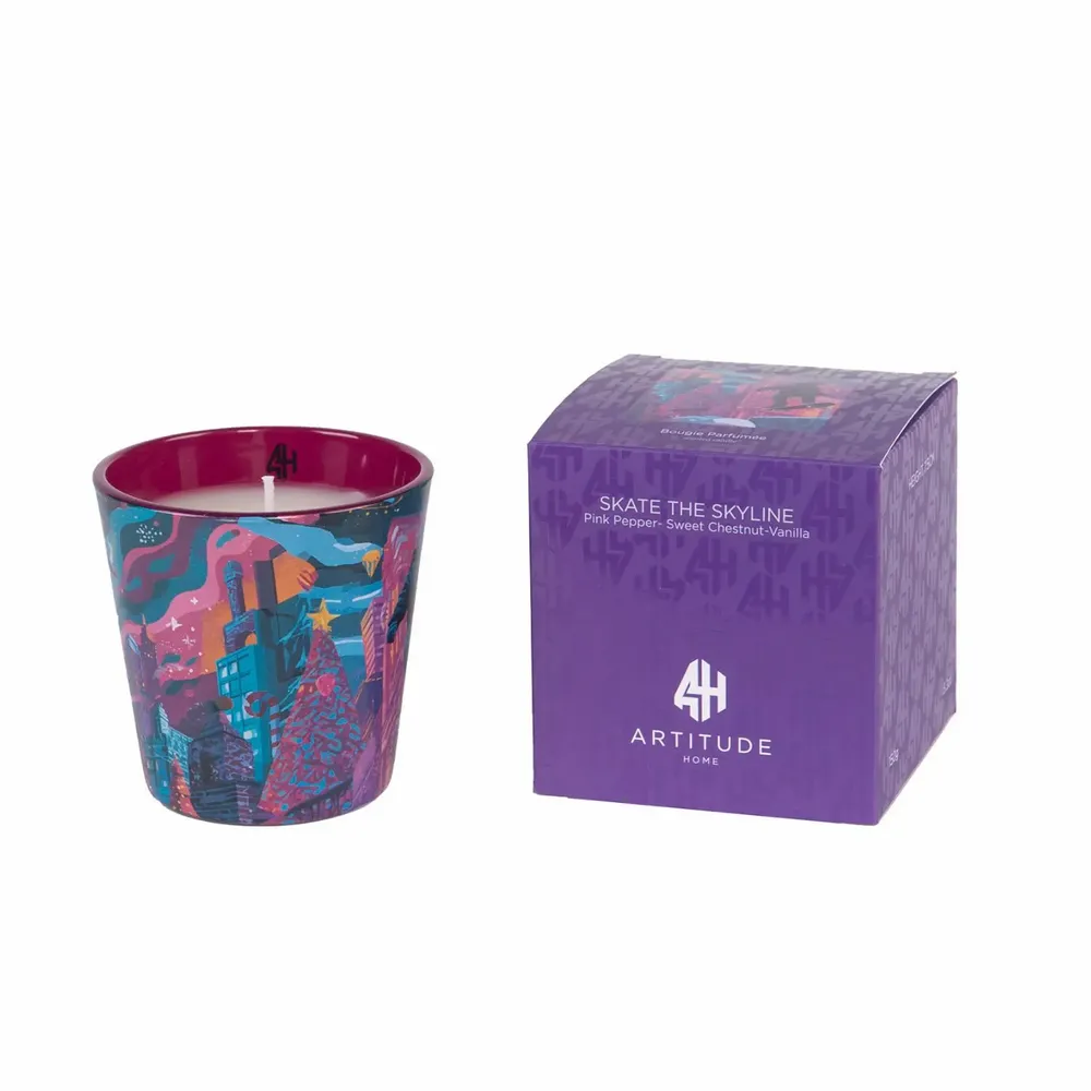 Candles - Skate the Skyline (Pink Pepper-Sweet Chestnut-Vanilla)-Glass Scented Candle-7.5cm - ARTITUDE HOME