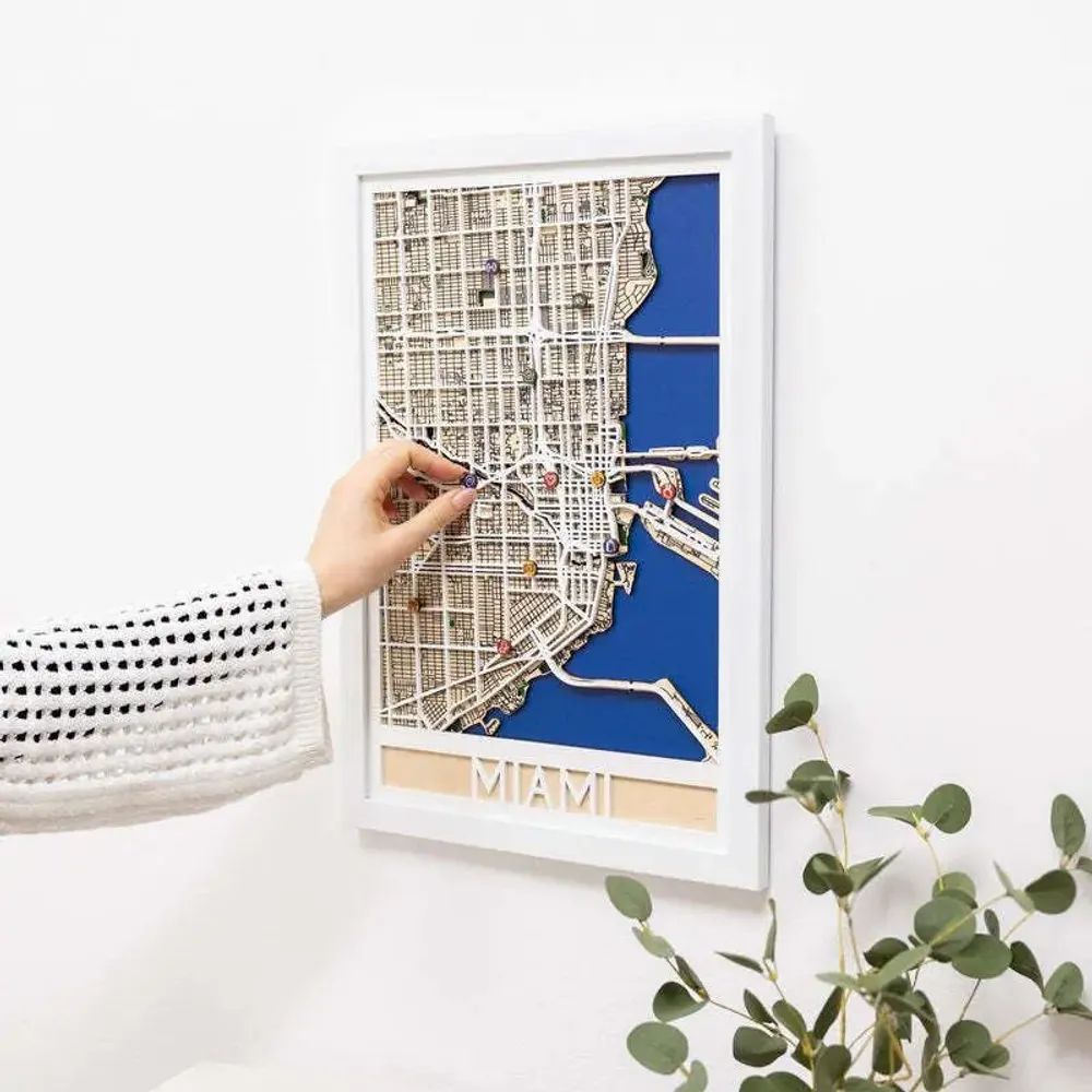 Other wall decoration - 3D City Map 3.0 Miami L Black Frame - ENJOY THE WOOD