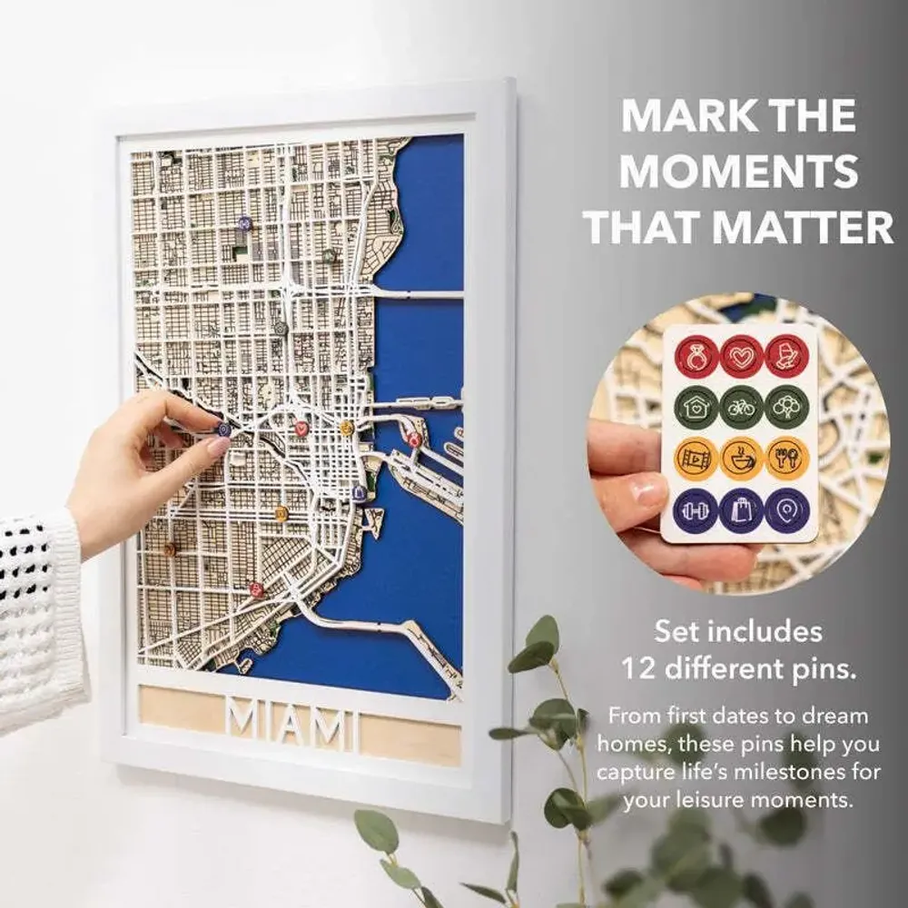 Other wall decoration - 3D City Map 3.0 Miami L Black Frame - ENJOY THE WOOD