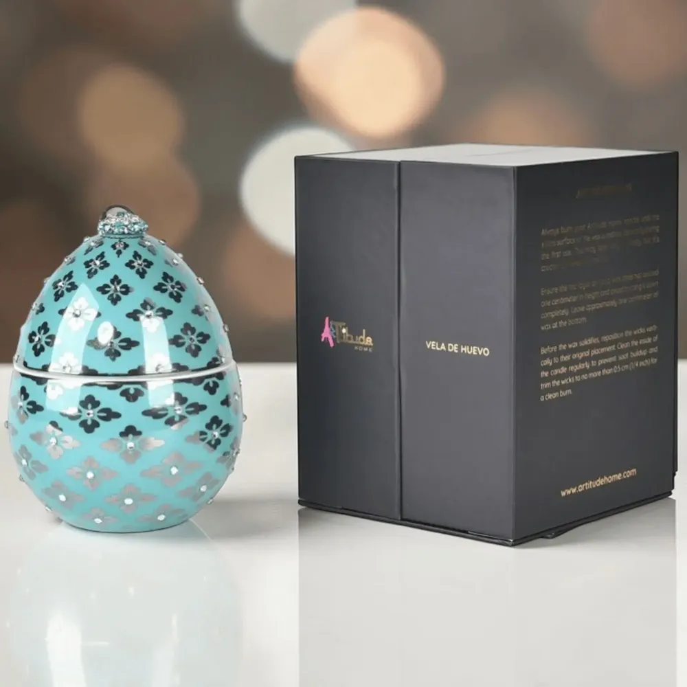 Bougies - Aqua - Turquoise (Prune-Safran-Ambre) - Bougie parfumée en forme d'œuf - Petit - ARTITUDE HOME