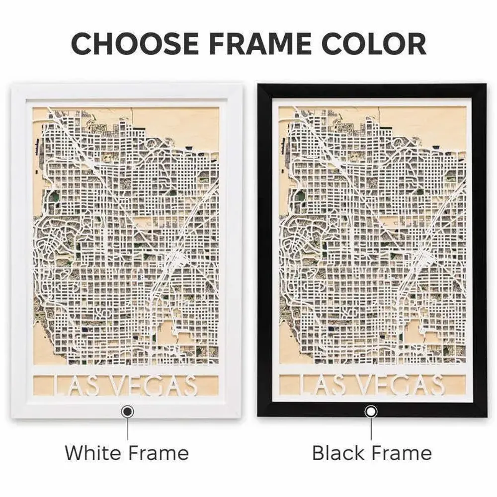 Other wall decoration - 3D City Map 3.0 Las Vegas L White Frame - ENJOY THE WOOD