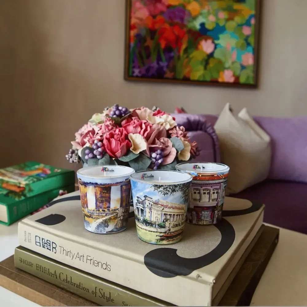 Bougies - Coffret cadeau de 3 bougies en verre Singapore Hues - ARTITUDE HOME