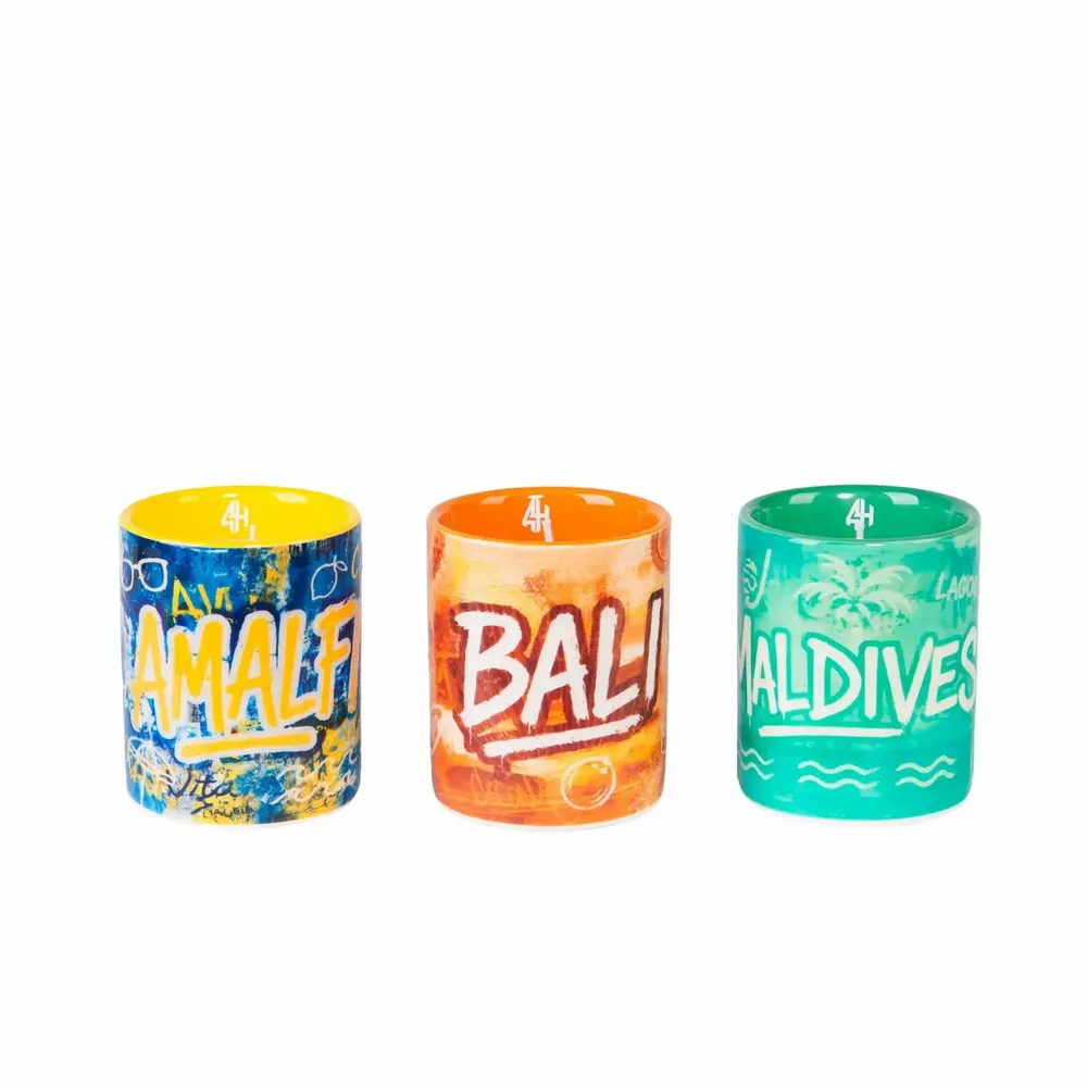 Bougies - Coffret cadeau de bougies en céramique ambiance plage (lot de 3 x 7,5 cm) - ARTITUDE HOME