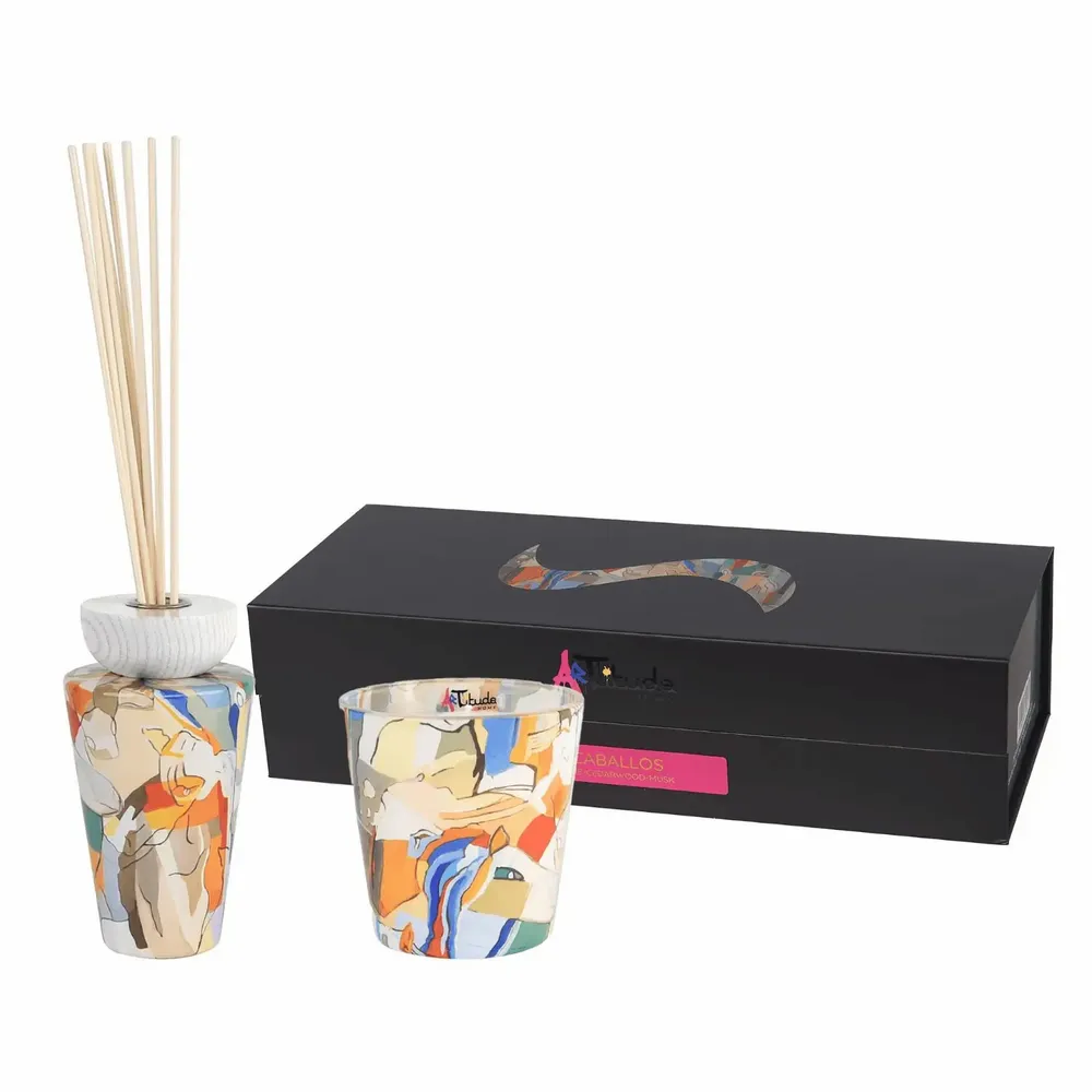 Bougies - Coffret cadeau diffuseur de bougies en verre Caballos - ARTITUDE HOME