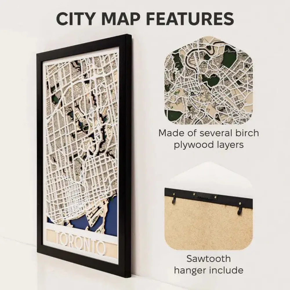 Other wall decoration - 3D City Map Custom 3.0 XL White Frame - ENJOY THE WOOD