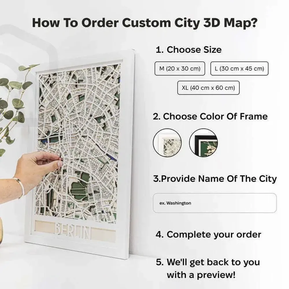 Other wall decoration - 3D City Map Custom 3.0 XL Black Frame - ENJOY THE WOOD