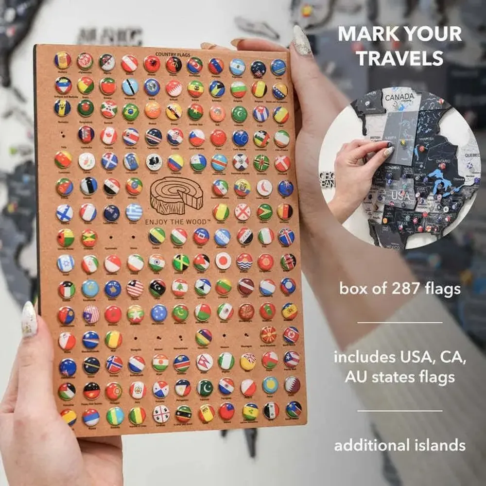 Autres décorations murales - Carte en Bois du Monde Colorée 3D XL Prime Plus Nordik Lum - ENJOY THE WOOD