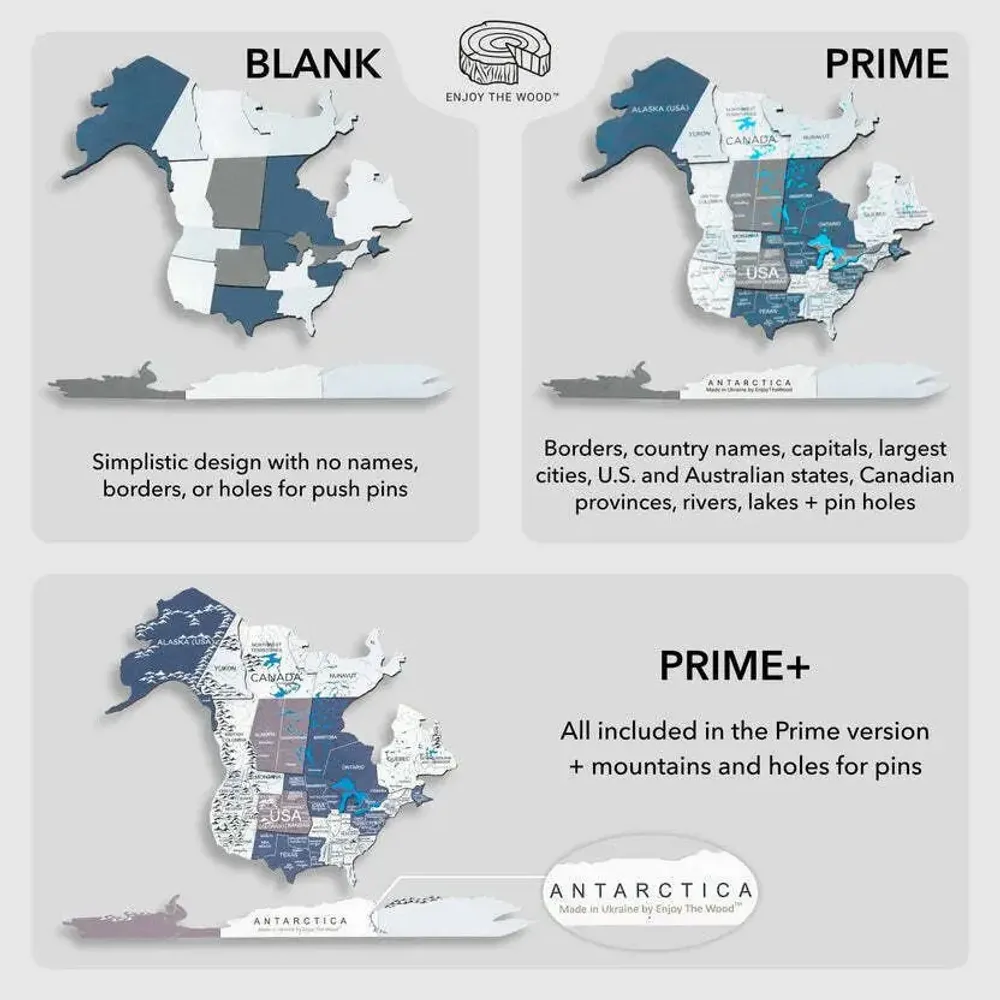 Autres décorations murales - Carte du Monde en Bois Colorée 3D 2XL Blank Cruise Lum - ENJOY THE WOOD