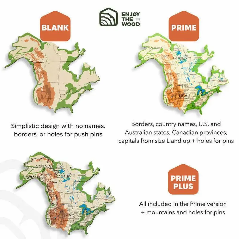 Other wall decoration - World Wooden Map Colored 3D L Blank Physical Lum - ENJOY THE WOOD