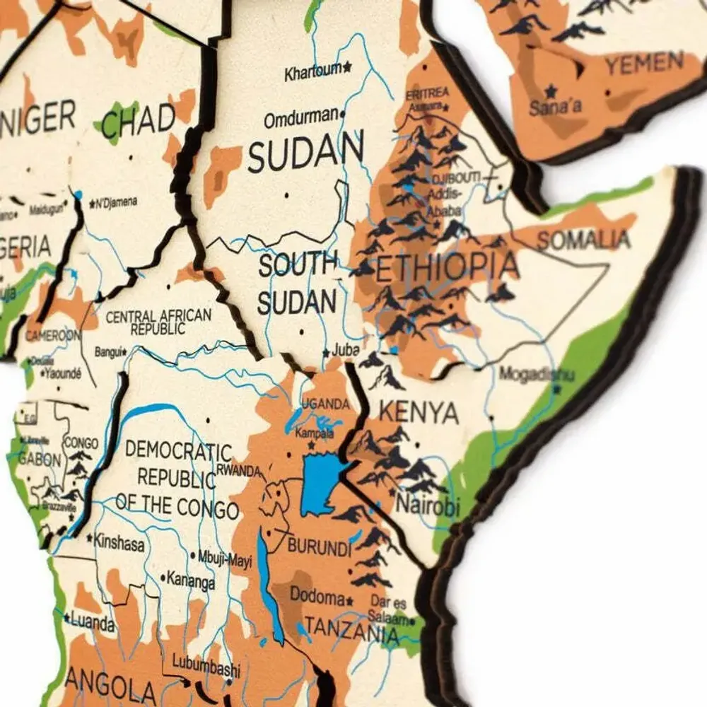 Other wall decoration - World Wooden Map Colored 3D M Prime Physical Lum - ENJOY THE WOOD