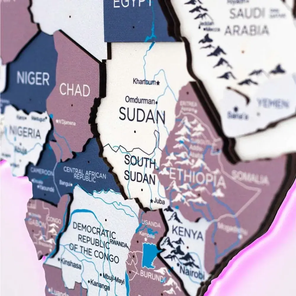 Other wall decoration - World Wooden Map Colored 3D M Prime Cruise Lum LED 3.0 EU Right - ENJOY THE WOOD