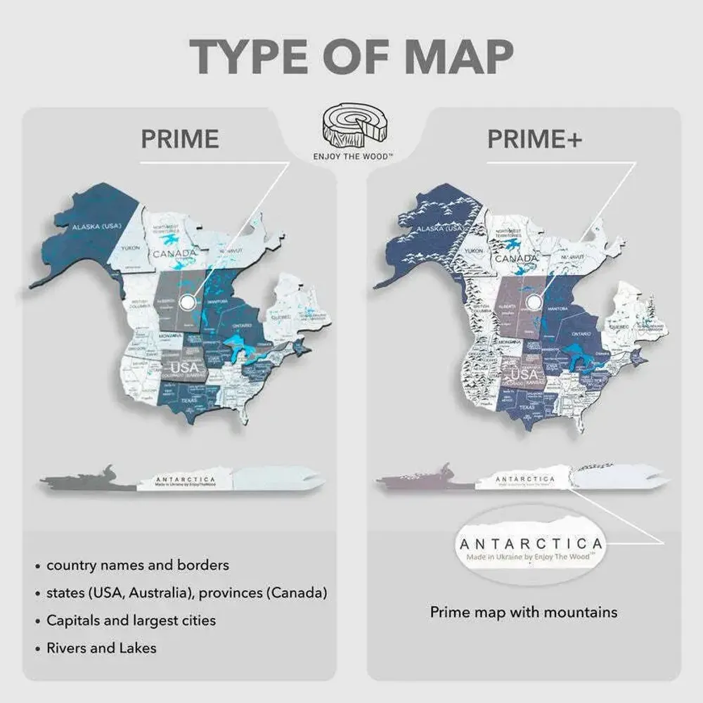 Other wall decoration - World Wooden Map Colored 3D L Prime Cruise Lum LED 3.0 EU Right - ENJOY THE WOOD