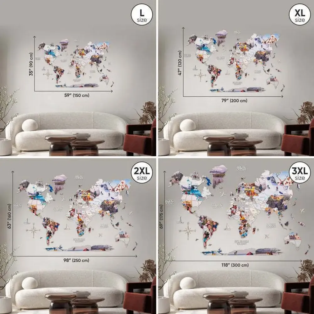 Autres décorations murales - Carte Photo Mondiale 2XL Pastel - ENJOY THE WOOD