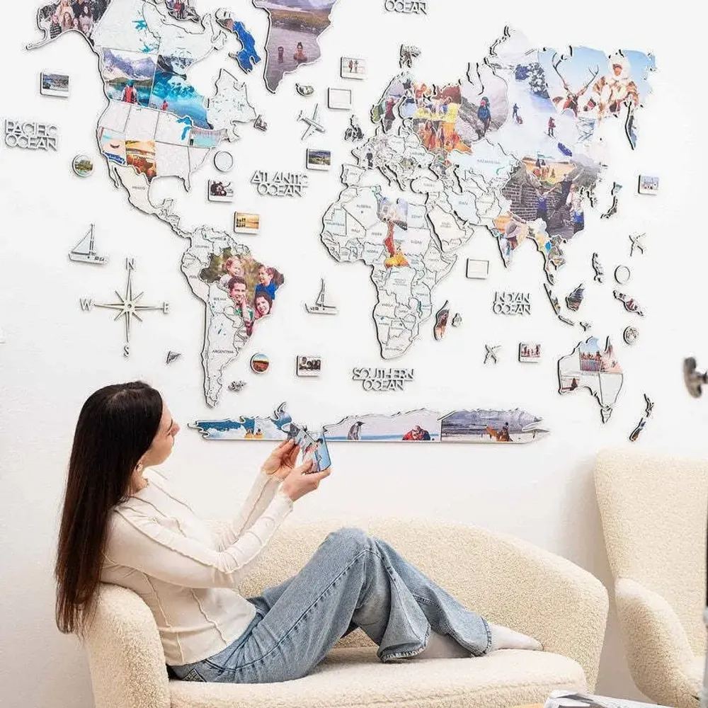 Autres décorations murales - Carte Photo Mondiale XL Pastel - ENJOY THE WOOD