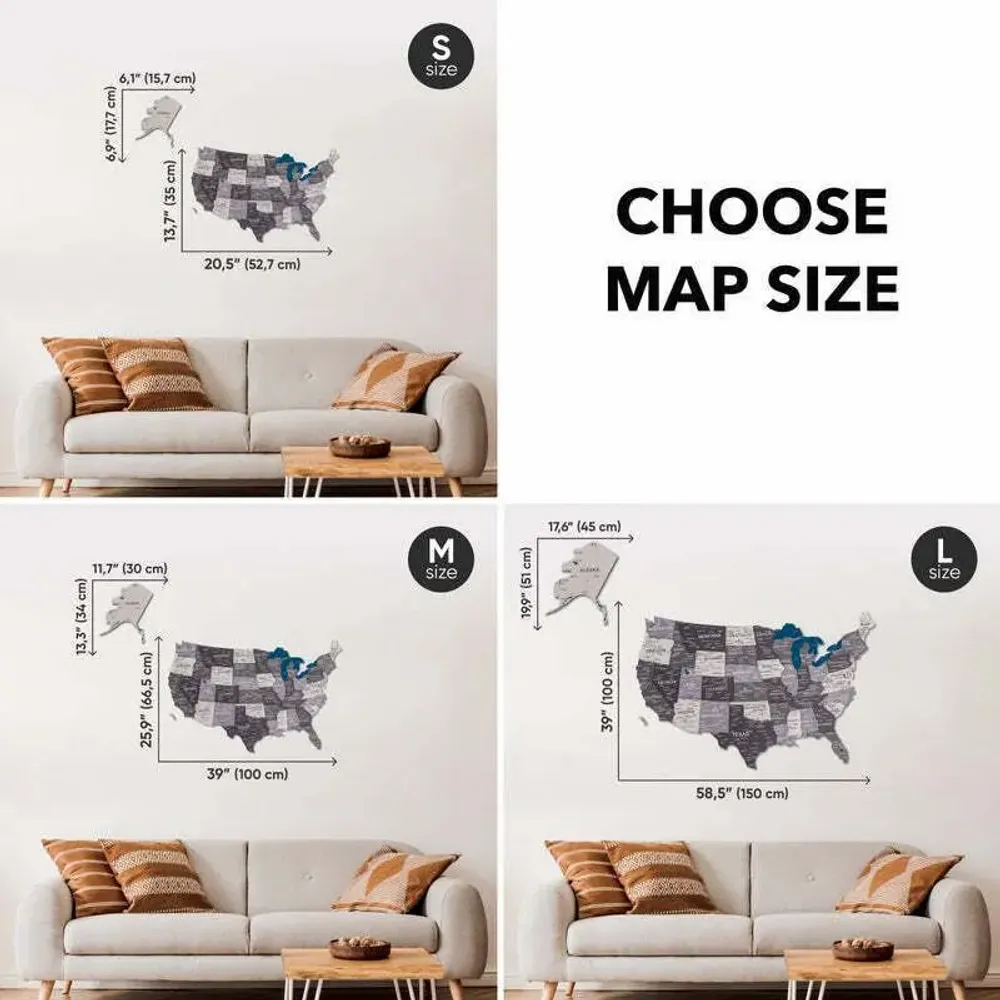 Other wall decoration - Wooden 3d Map of USA - Nordik L Prime - ENJOY THE WOOD