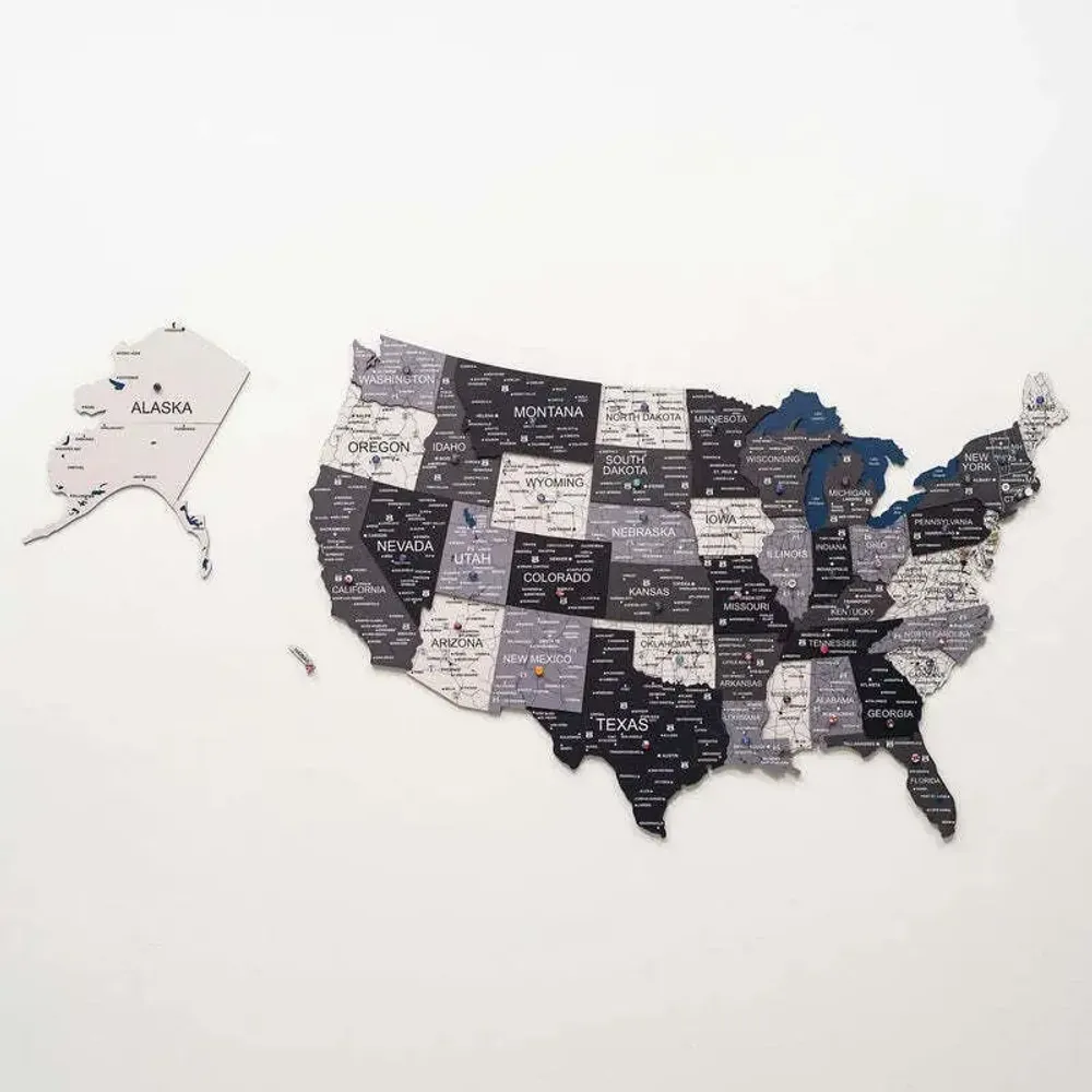 Other wall decoration - Wooden 3d Map of USA - Nordik S Blank - ENJOY THE WOOD
