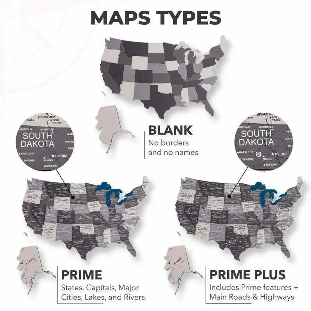 Other wall decoration - Wooden 3d Map of USA - Nordik S Prime Plus - ENJOY THE WOOD