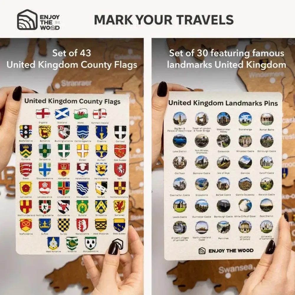 Other wall decoration - 3D Wooden Map of the United Kingdom Oak L Prime Plus - ENJOY THE WOOD