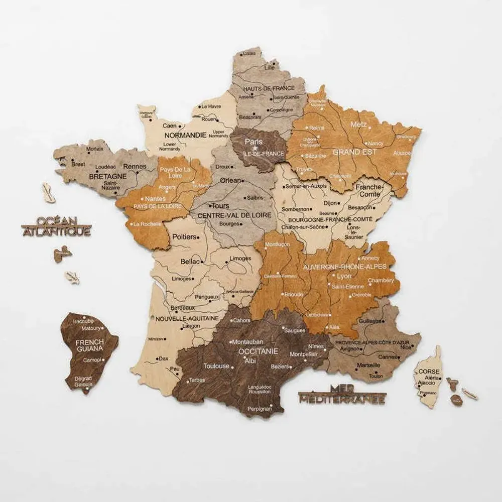 Other wall decoration - Wooden Map of France - Multicolor M Prime - ENJOY THE WOOD