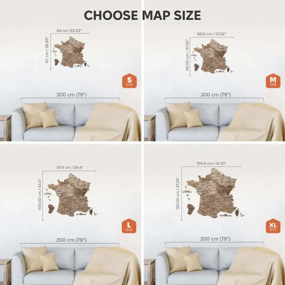 Other wall decoration - Wooden Map of France - Terra XL Prime - ENJOY THE WOOD