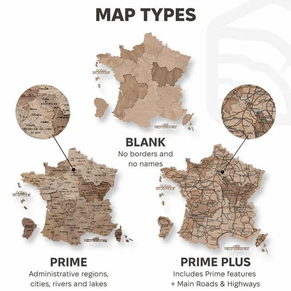 Other wall decoration - Wooden Map of France - Terra XL Blank - ENJOY THE WOOD
