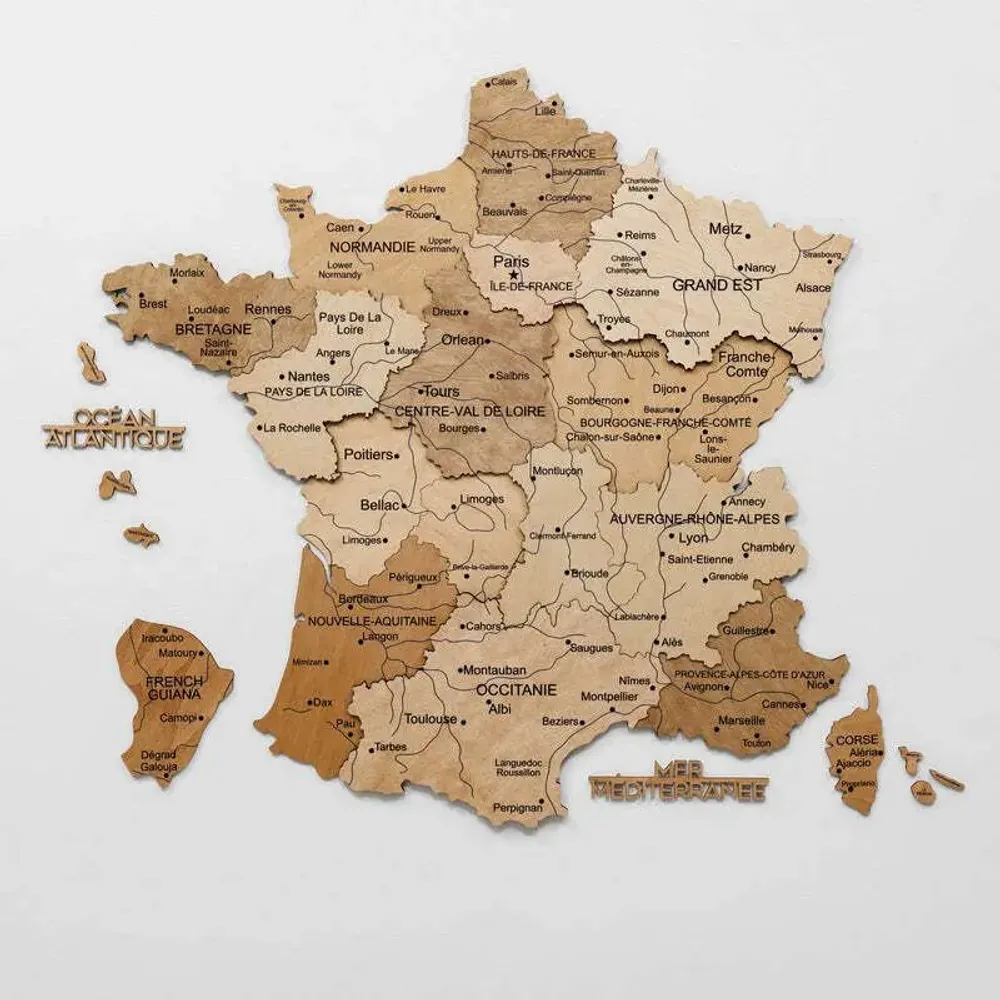Other wall decoration - Wooden Map of France - Gold M Prime Plus - ENJOY THE WOOD