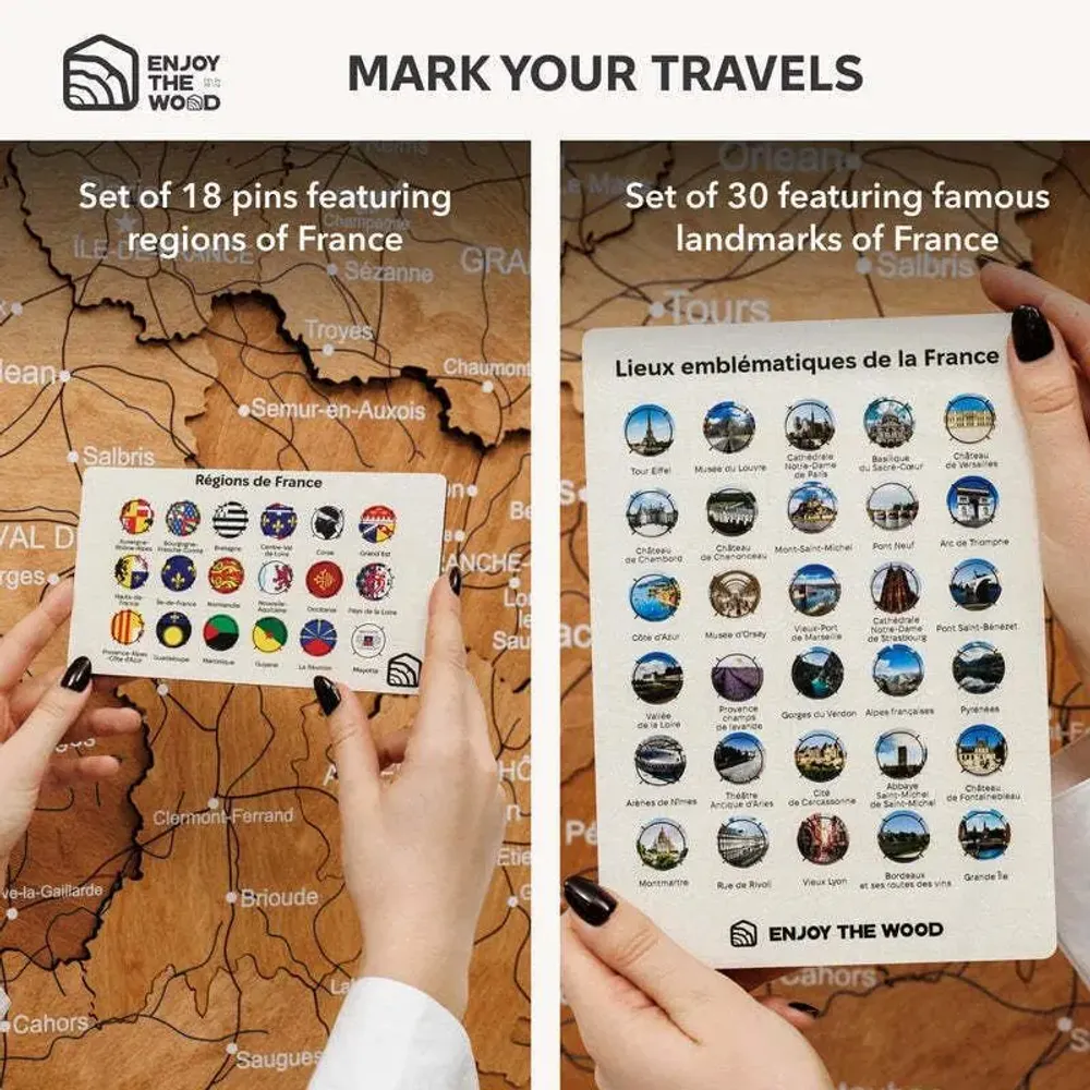 Autres décorations murales - Carte en bois de la France - Chêne M Prime - ENJOY THE WOOD