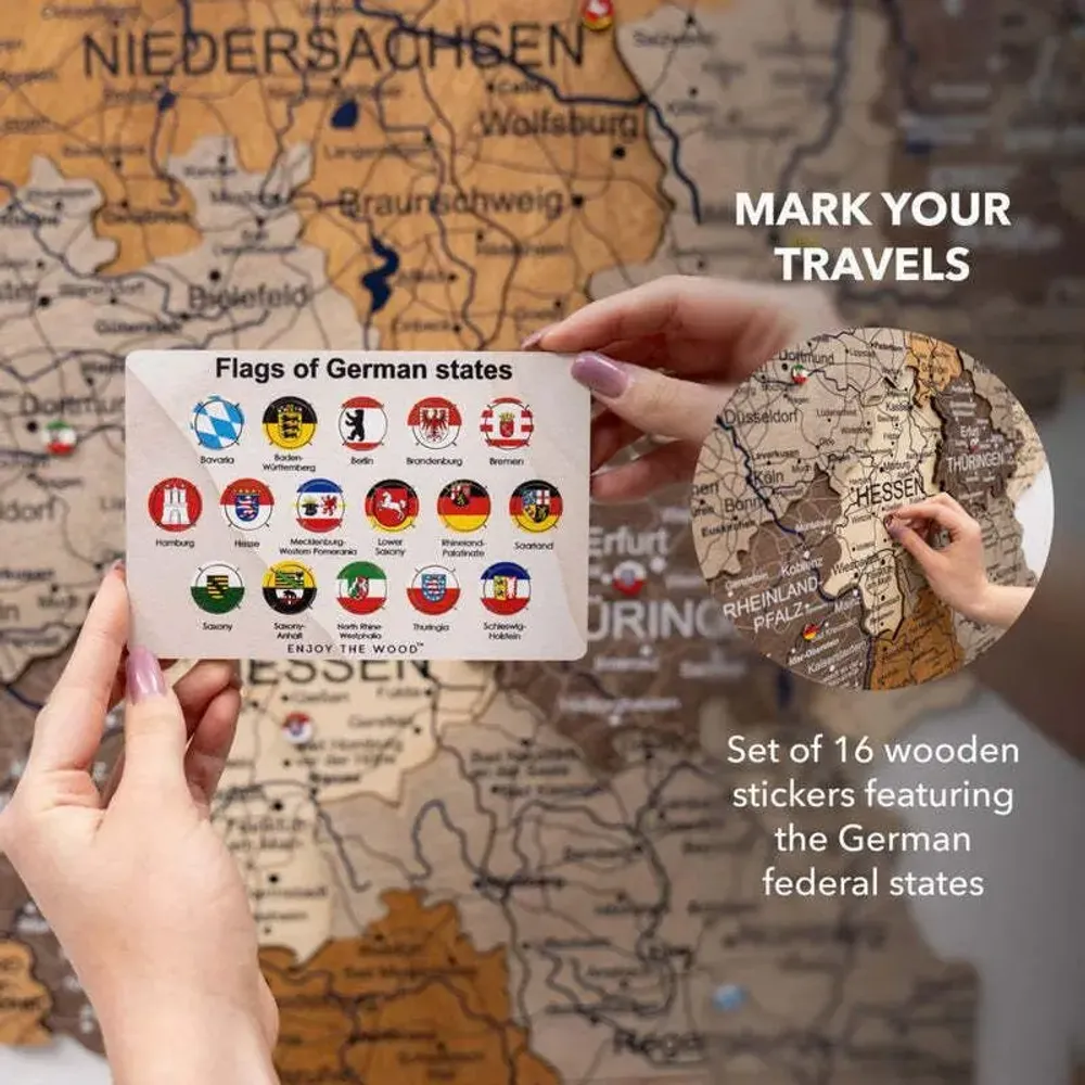 Other wall decoration - 3D Germany Wooden Map Multicolor L Blank - ENJOY THE WOOD