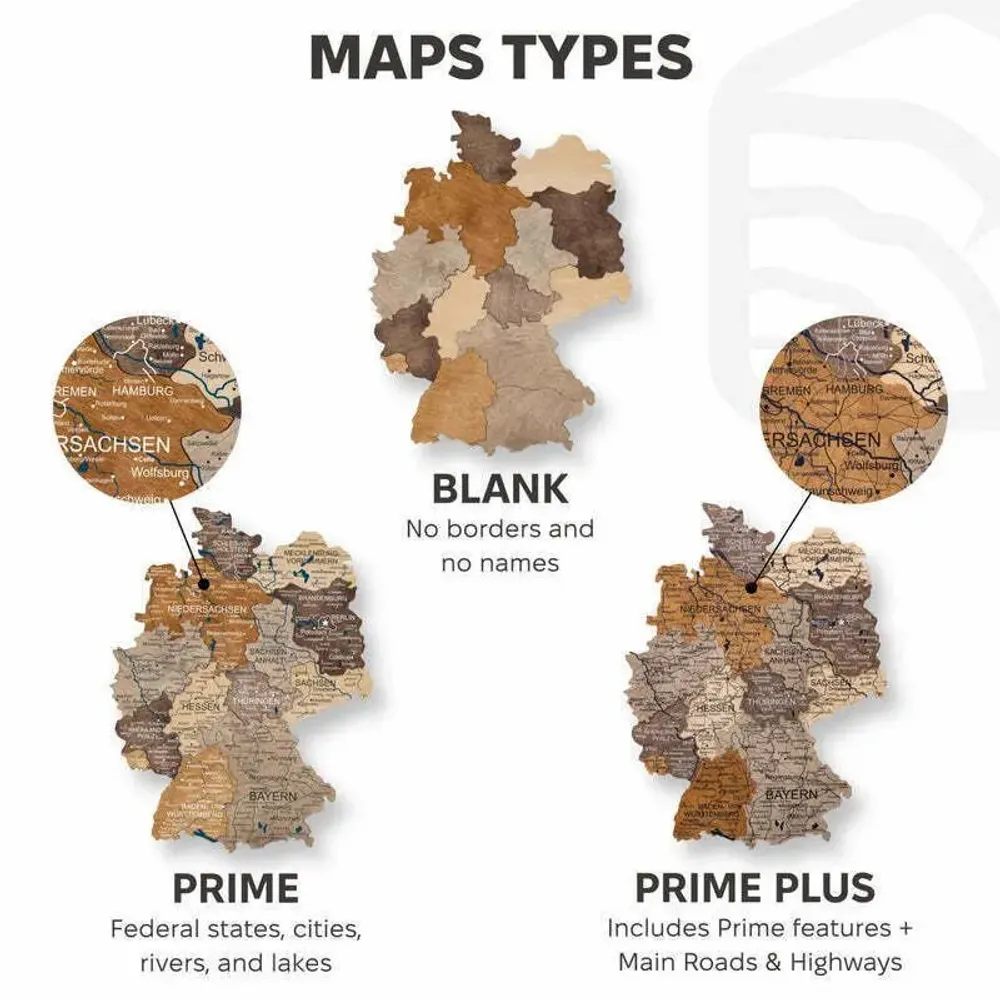 Other wall decoration - 3D Germany Wooden Map Multicolor XL Blank - ENJOY THE WOOD