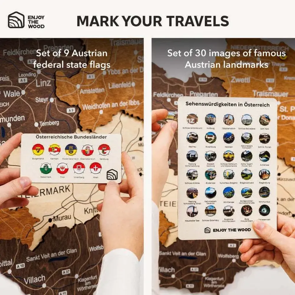 Other wall decoration - Wooden Map of Austria - Multicolor M Prime - ENJOY THE WOOD