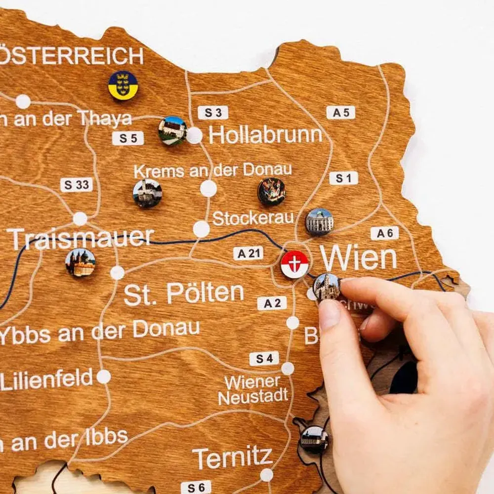 Other wall decoration - Wooden Map of Austria - Multicolor XL Prime - ENJOY THE WOOD