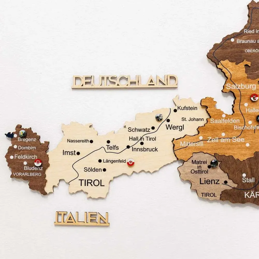 Other wall decoration - Wooden Map of Austria - Multicolor XL Prime - ENJOY THE WOOD