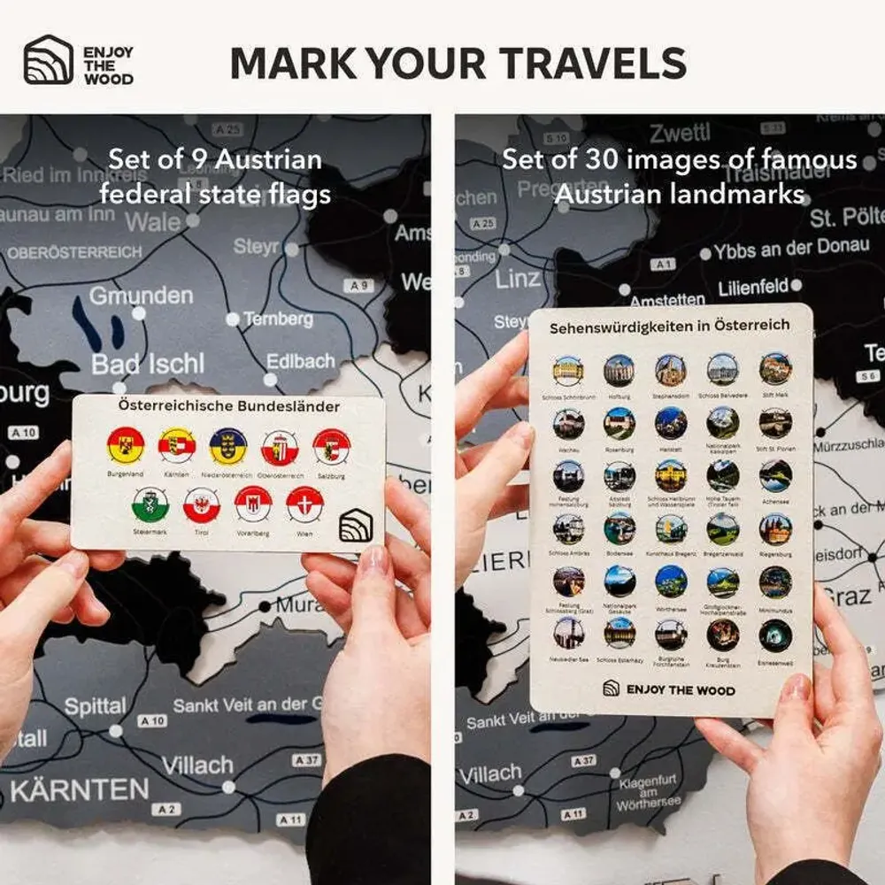 Autres décorations murales - Carte en bois de l'Autriche - Nordik M Prime Plus - ENJOY THE WOOD