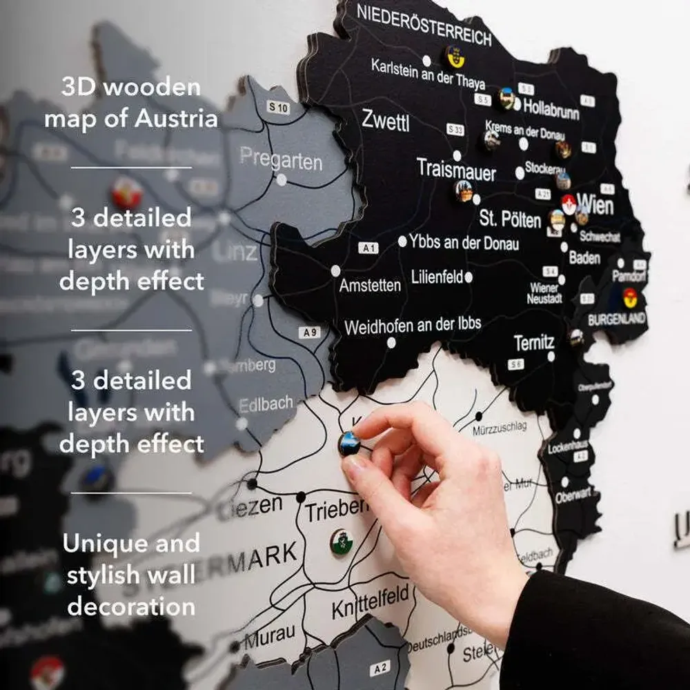 Other wall decoration - Wooden Map of Austria - Nordik XL Prime - ENJOY THE WOOD