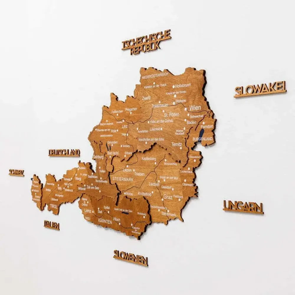 Autres décorations murales - Carte en bois de l'Autriche - Chêne S Prime - ENJOY THE WOOD