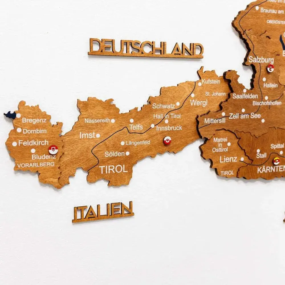 Other wall decoration - Wooden Map of Austria - Oak M Prime - ENJOY THE WOOD