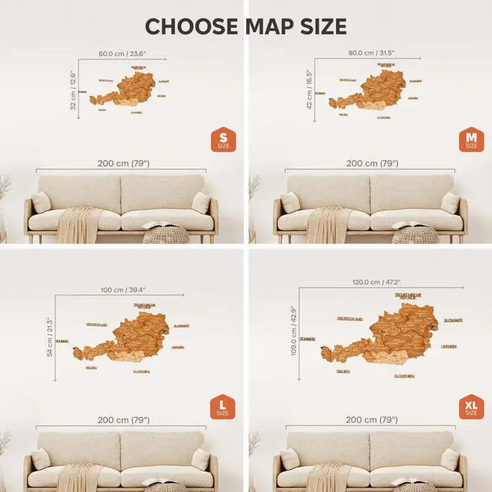 Other wall decoration - Wooden Map of Austria - Oak M Prime - ENJOY THE WOOD