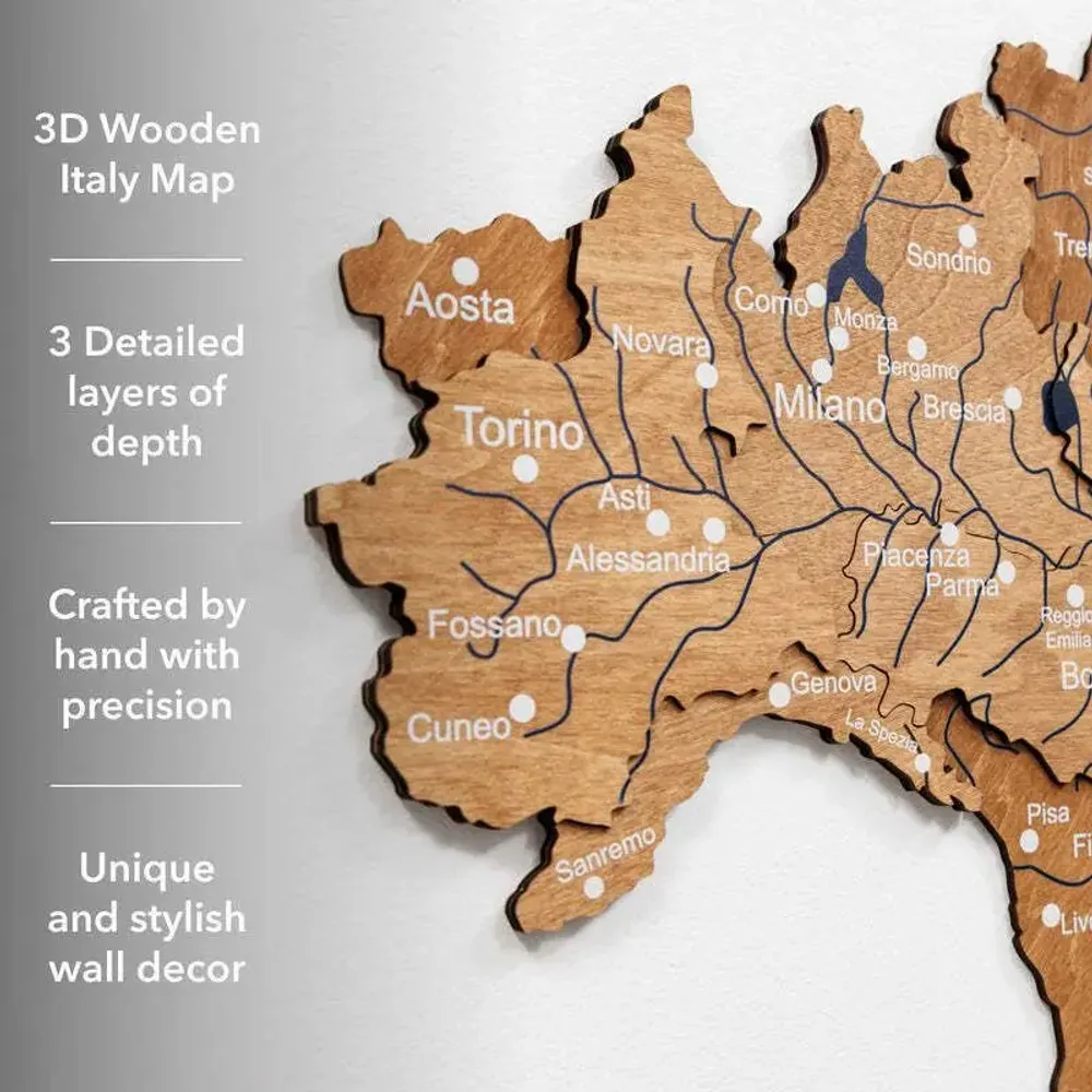 Other wall decoration - Wooden Map of Italy - Oak XL Blank - ENJOY THE WOOD